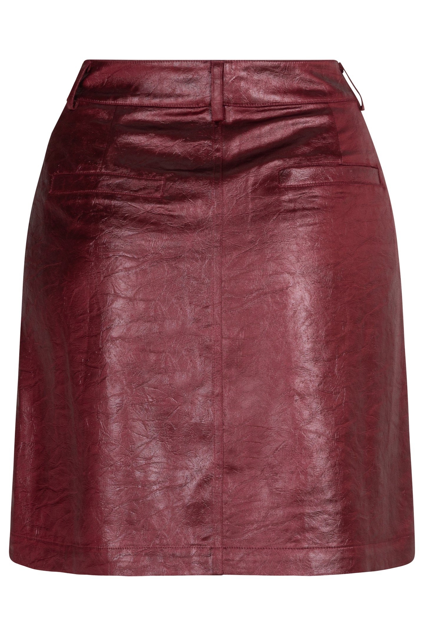 SKIRT ZIPPER METALLIC CRINKLE WINE RED 6