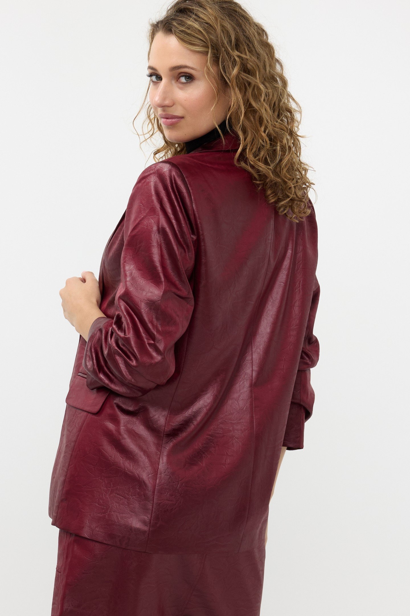 SKIRT ZIPPER METALLIC CRINKLE WINE RED 4