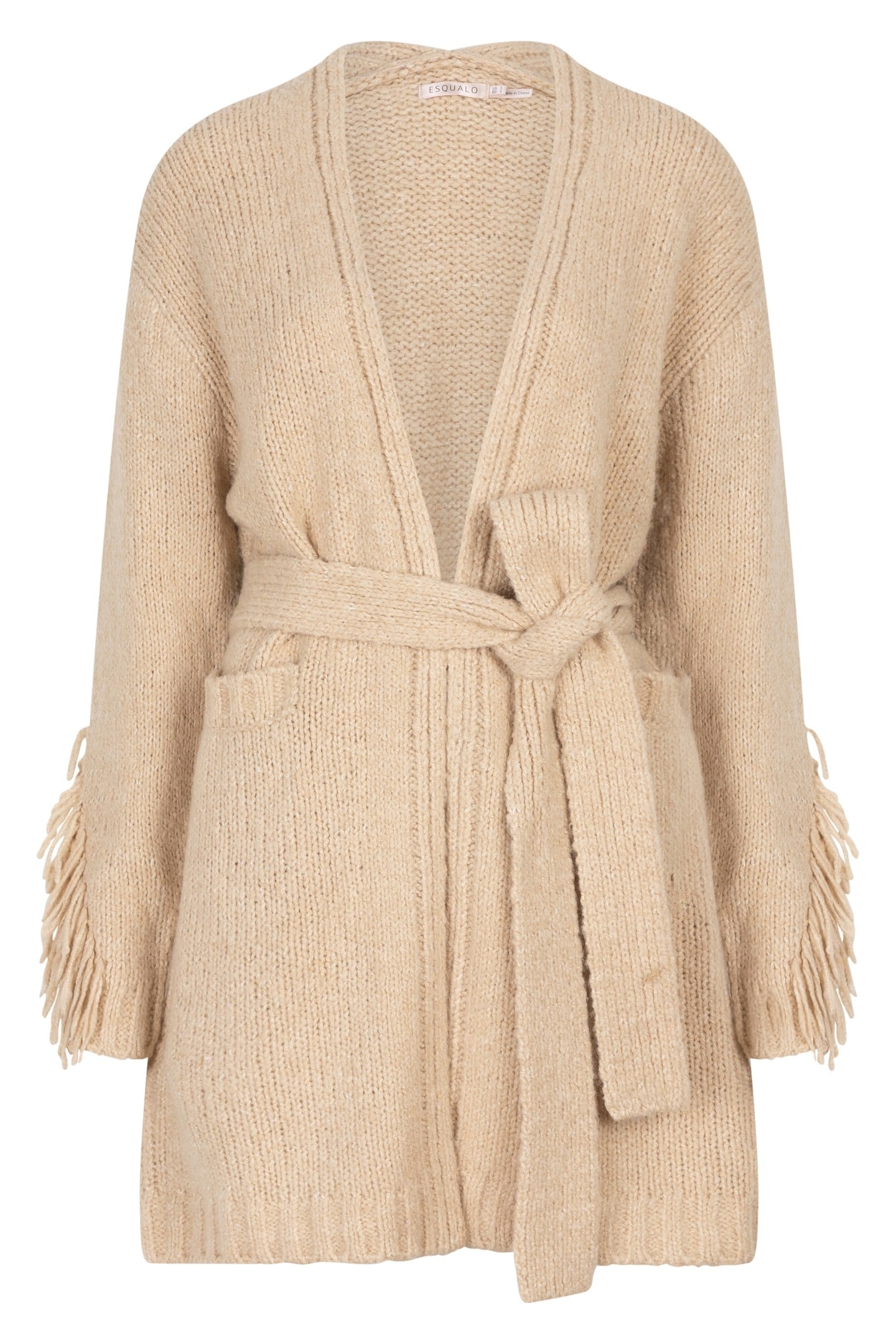 CARDIGAN FRINGES SAND 1