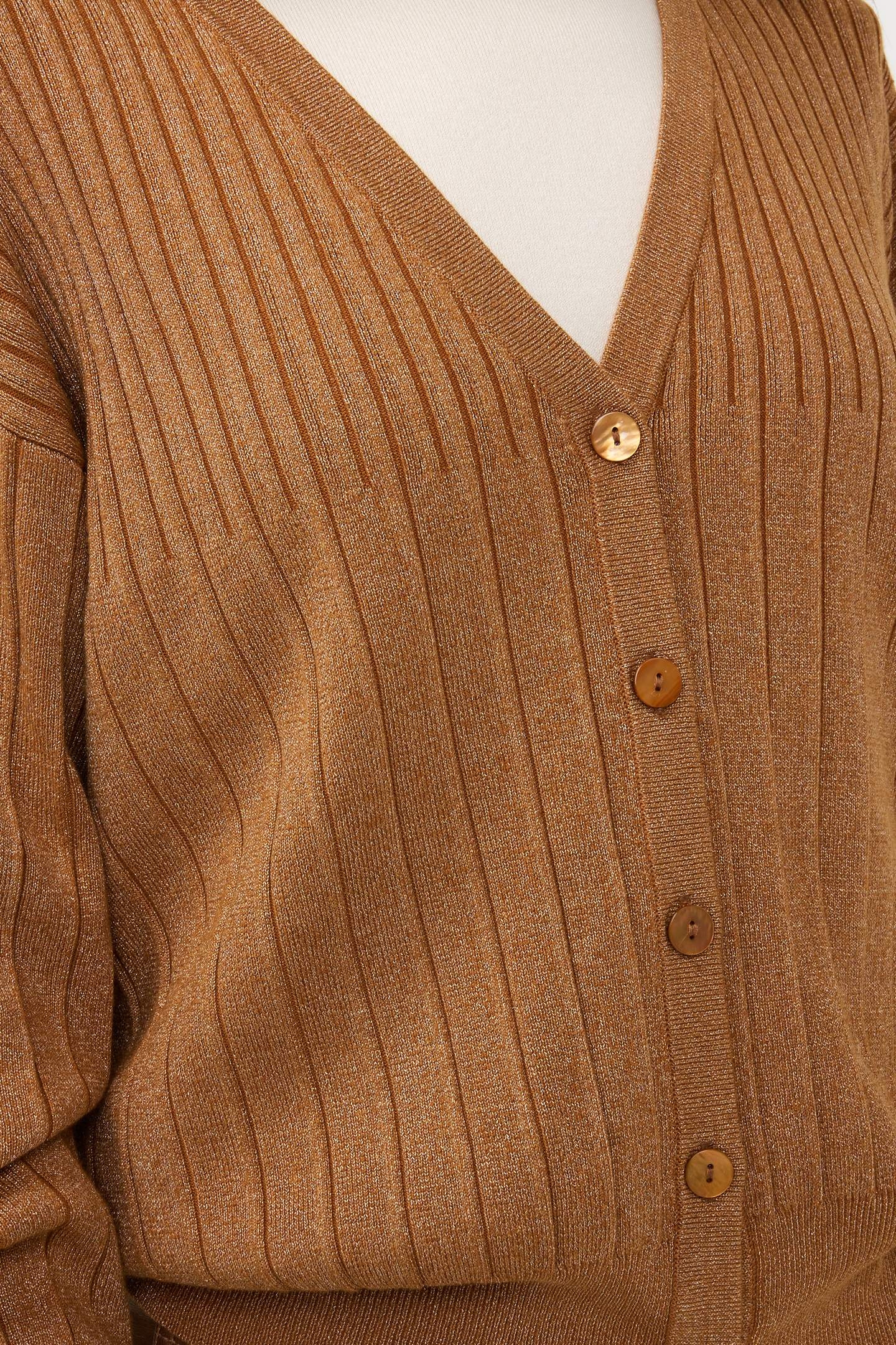 CARDIGAN RIB LUREX CARAMEL 8