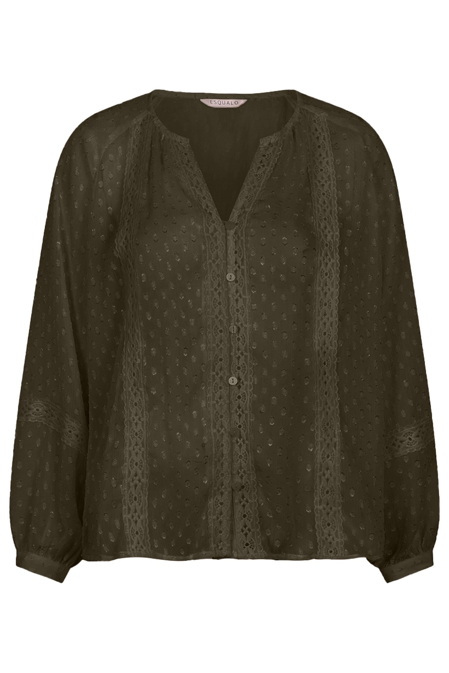 BLOUSE PLUMETIS EMBROIDERY TAPE GREEN 1