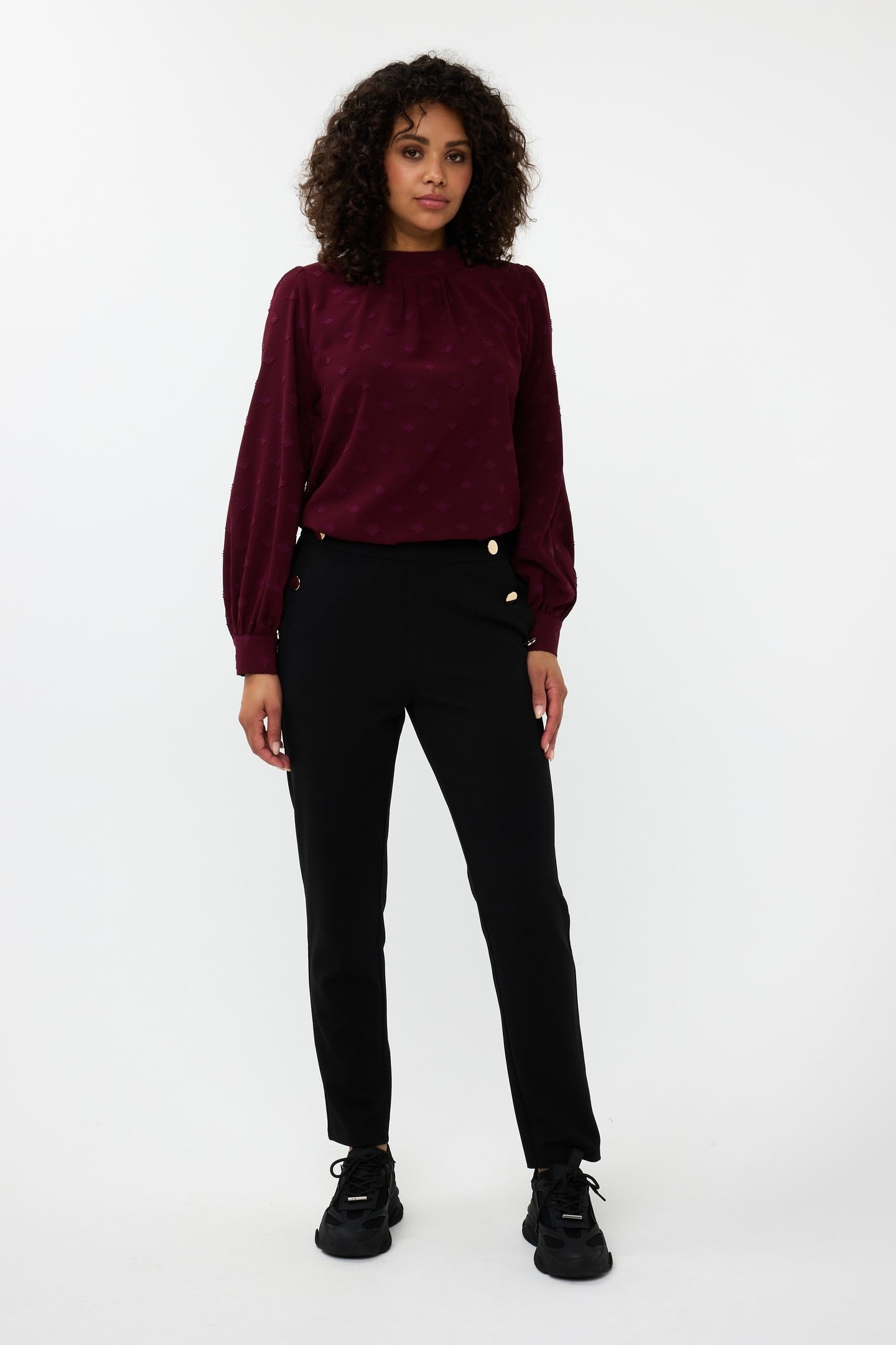 BLOUSE HIGH COLLAR PLUMETIS WINE RED 1