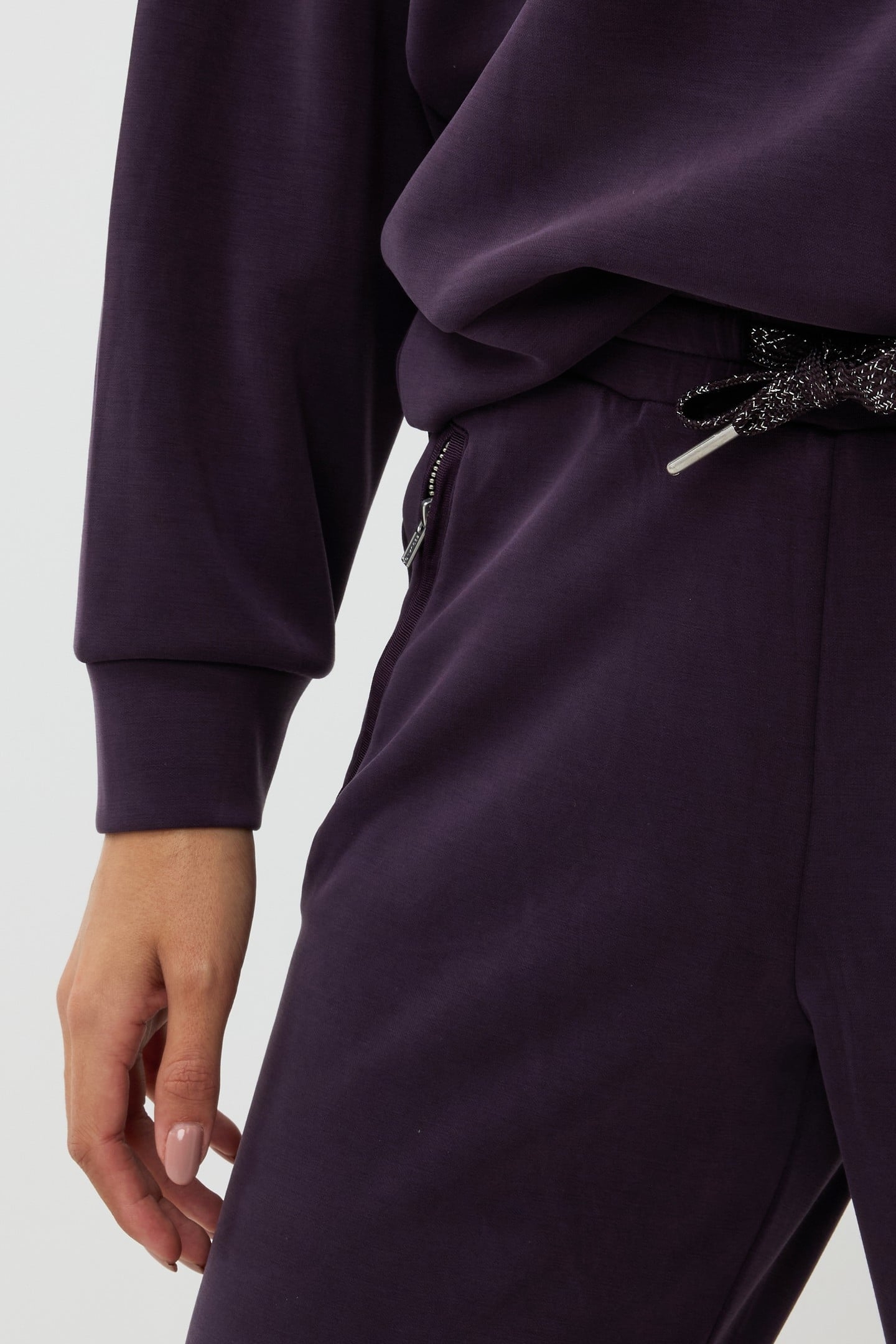 TROUSERS SATIN POCKET MODAL DARK PURPLE 6