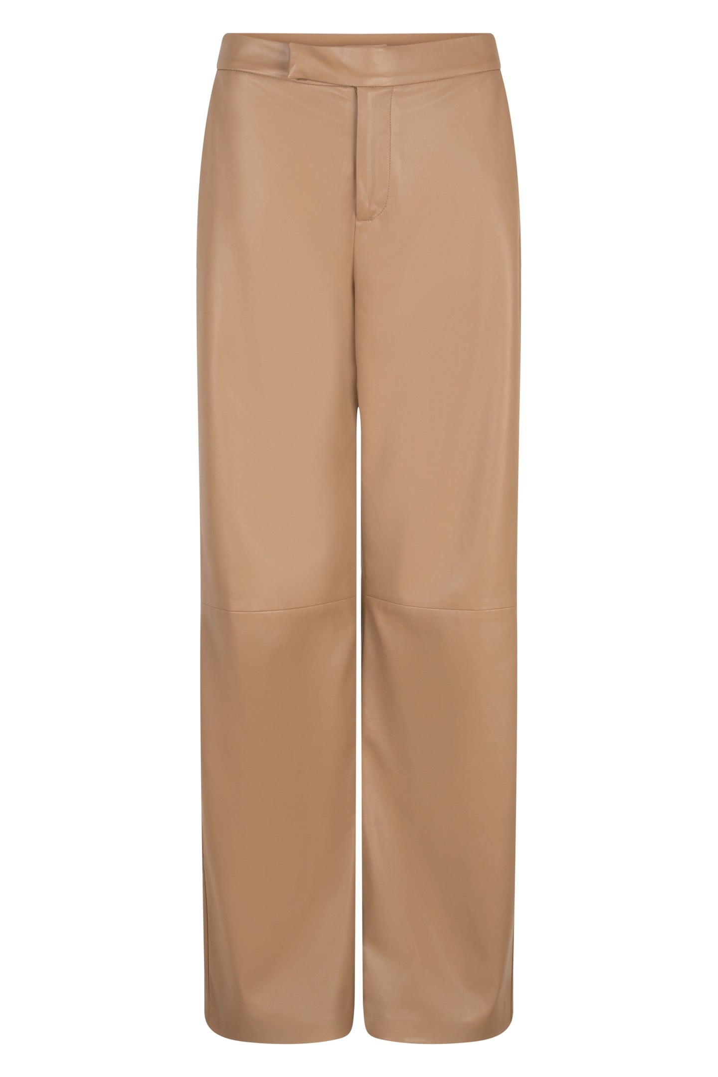 TROUSERS WIDE VEGAN LEATHER SAND 4