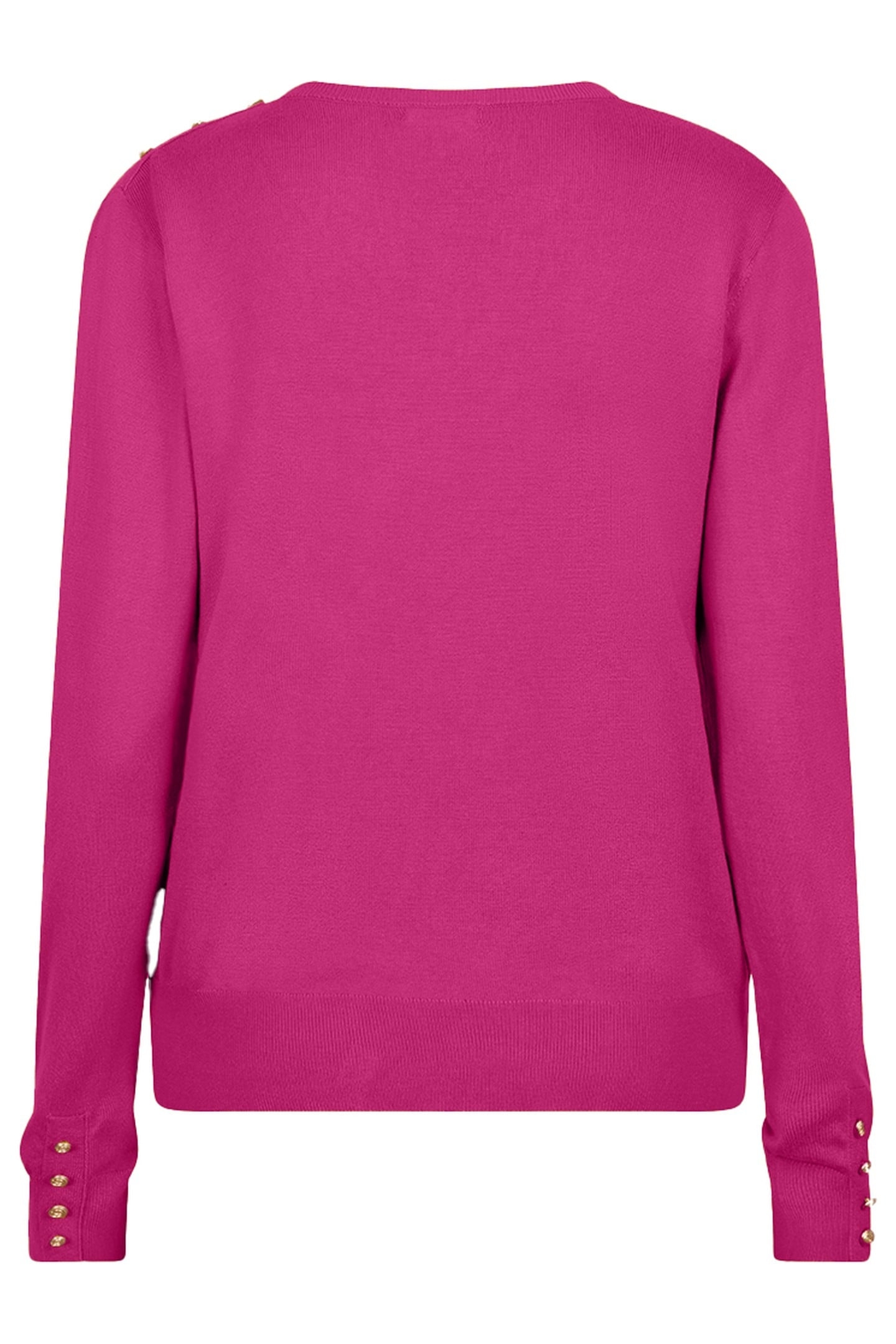 SWEATER GATHERING BUTTON DETAILS BASIC KNIT NEON CERISE 2