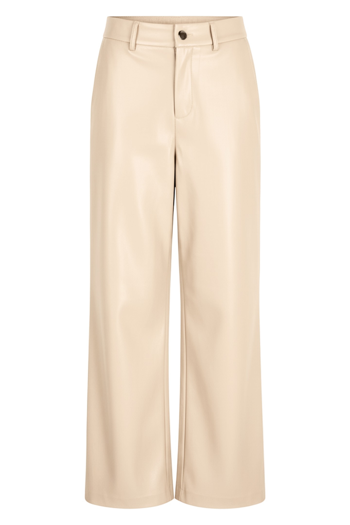 TROUSERS WIDE VEGAN LEATHER SAND 1
