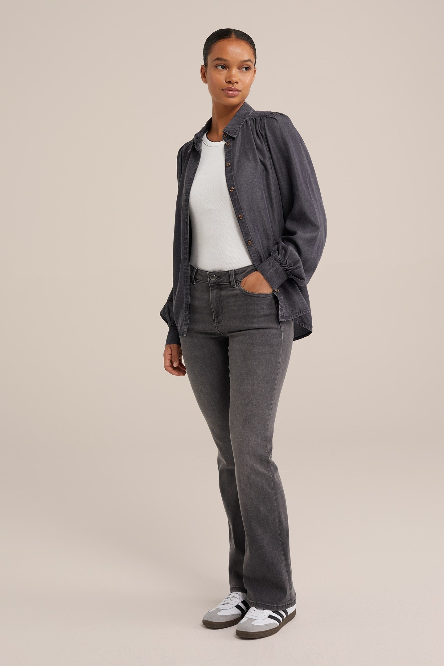 5-POCKET MID WAIST DARK GREY 2