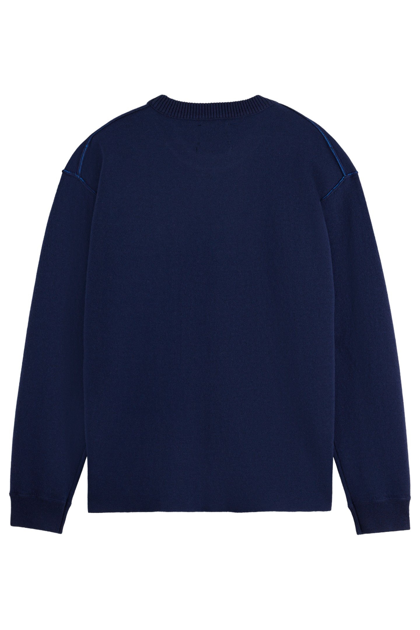 MERINO DOUBLE FACE DROPPED SHOULDER CREWNECK NAVY 3