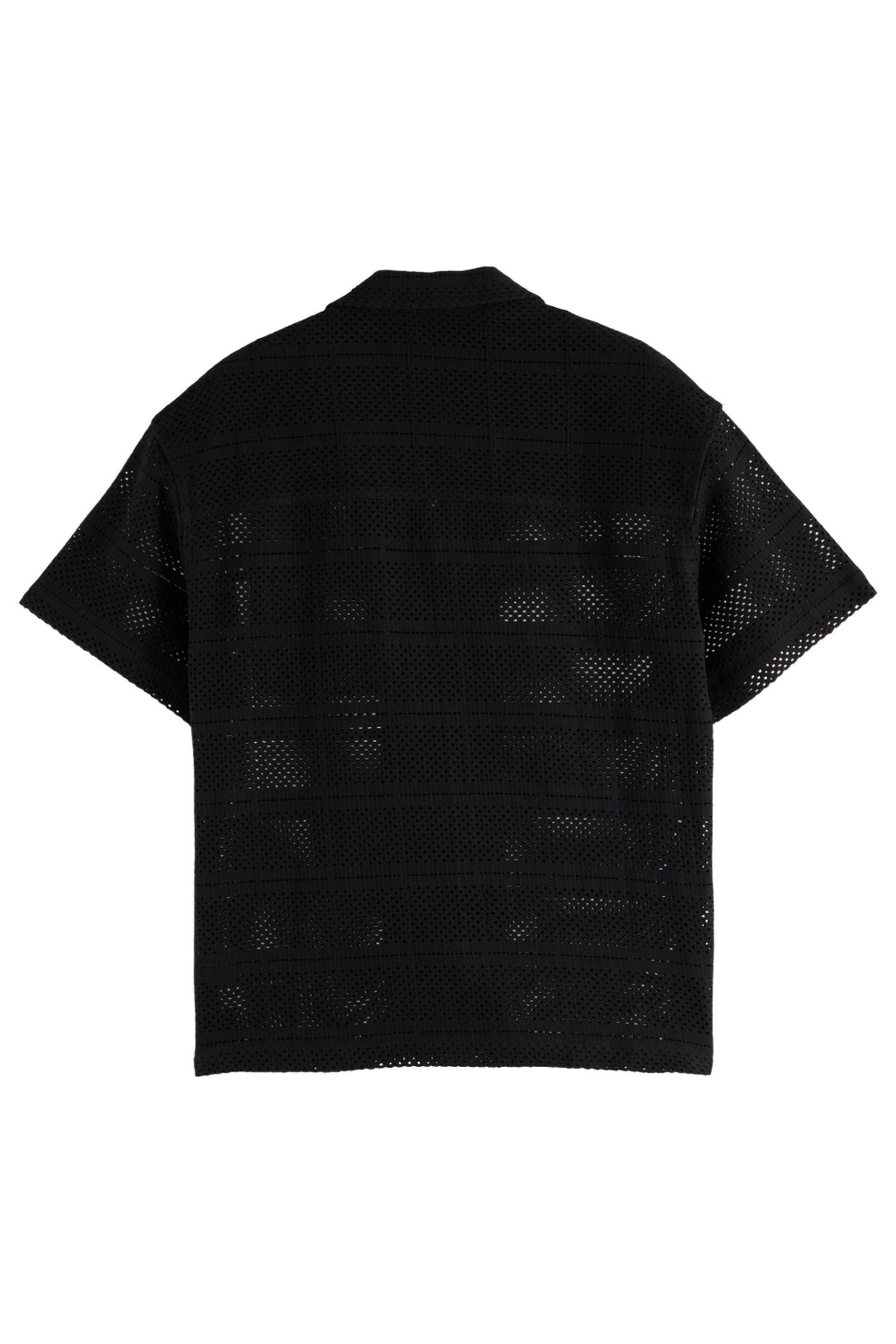 CROCHET SHORT-SLEEVED RELAXED-FIT SHIRT WASHED BLACK 3