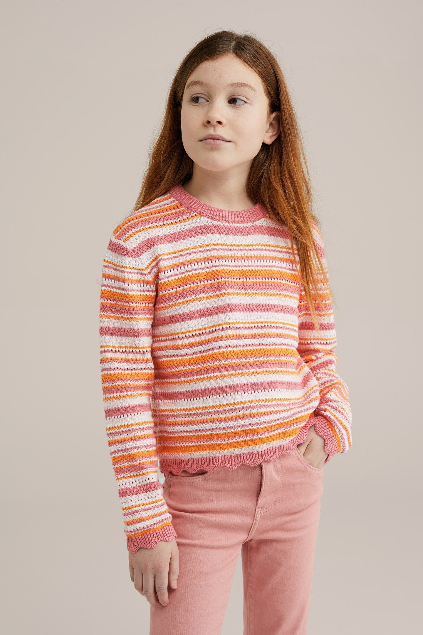 GIRLS KNITTED PULLOVER PINK 1