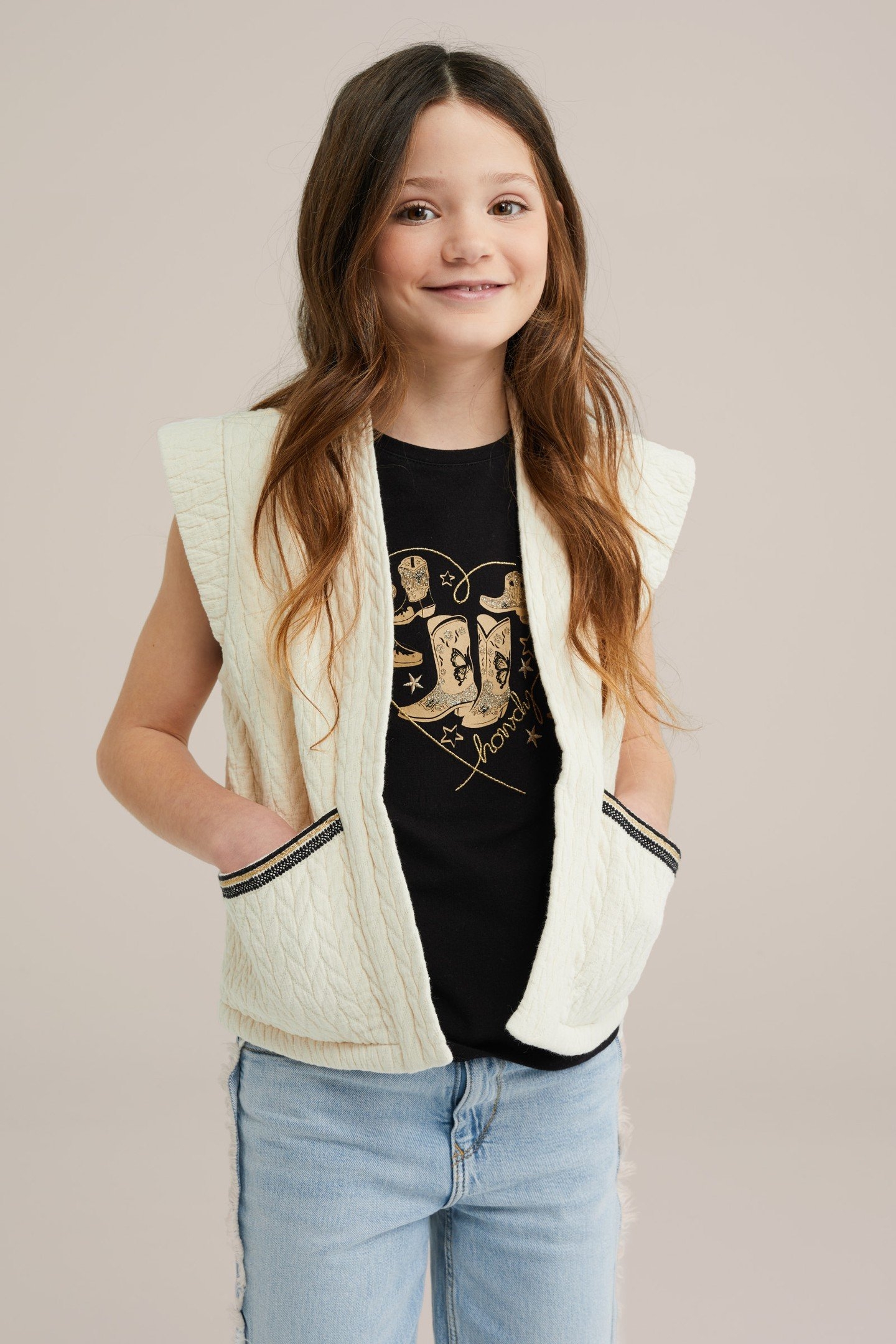 GIRLS GILET WHITE 1