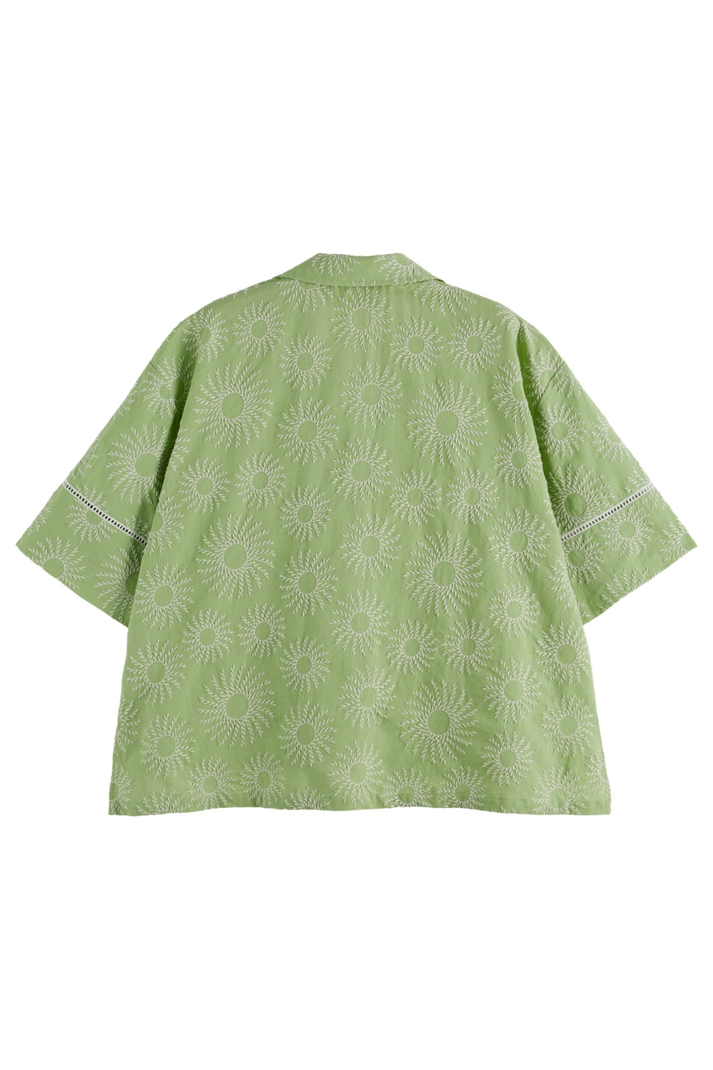COTTON LINEN EMBROIDERED SHORT SLEEVE SHIRT PISTACHIO 3