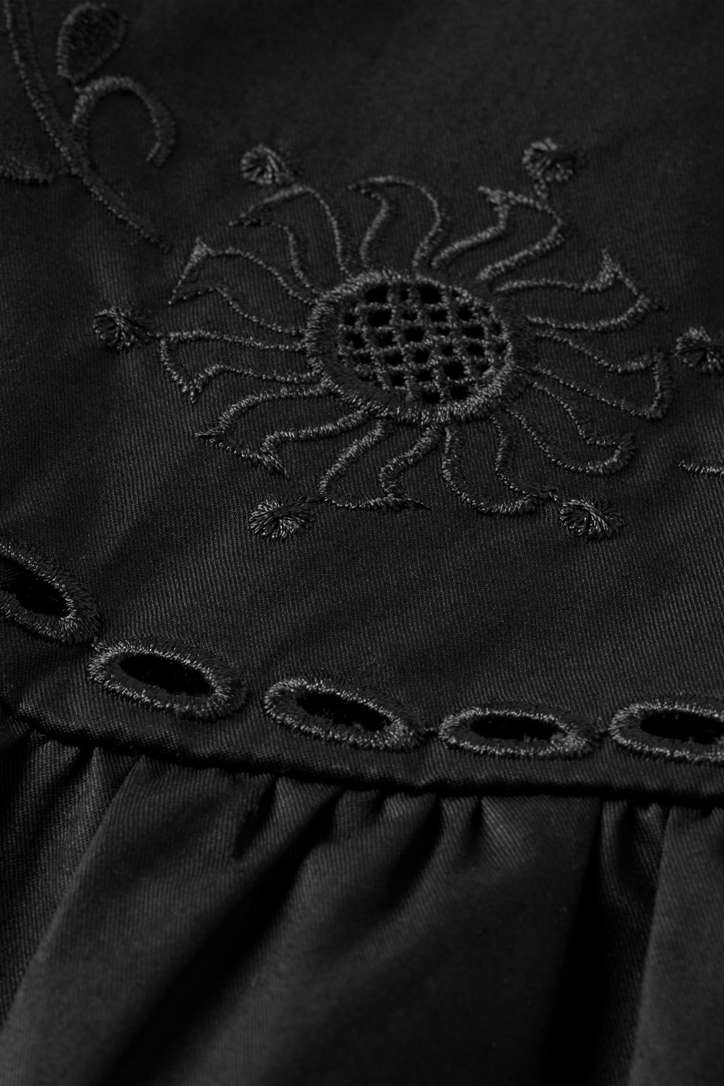COTTON TWILL EMBROIDERED TOP BLACK 6