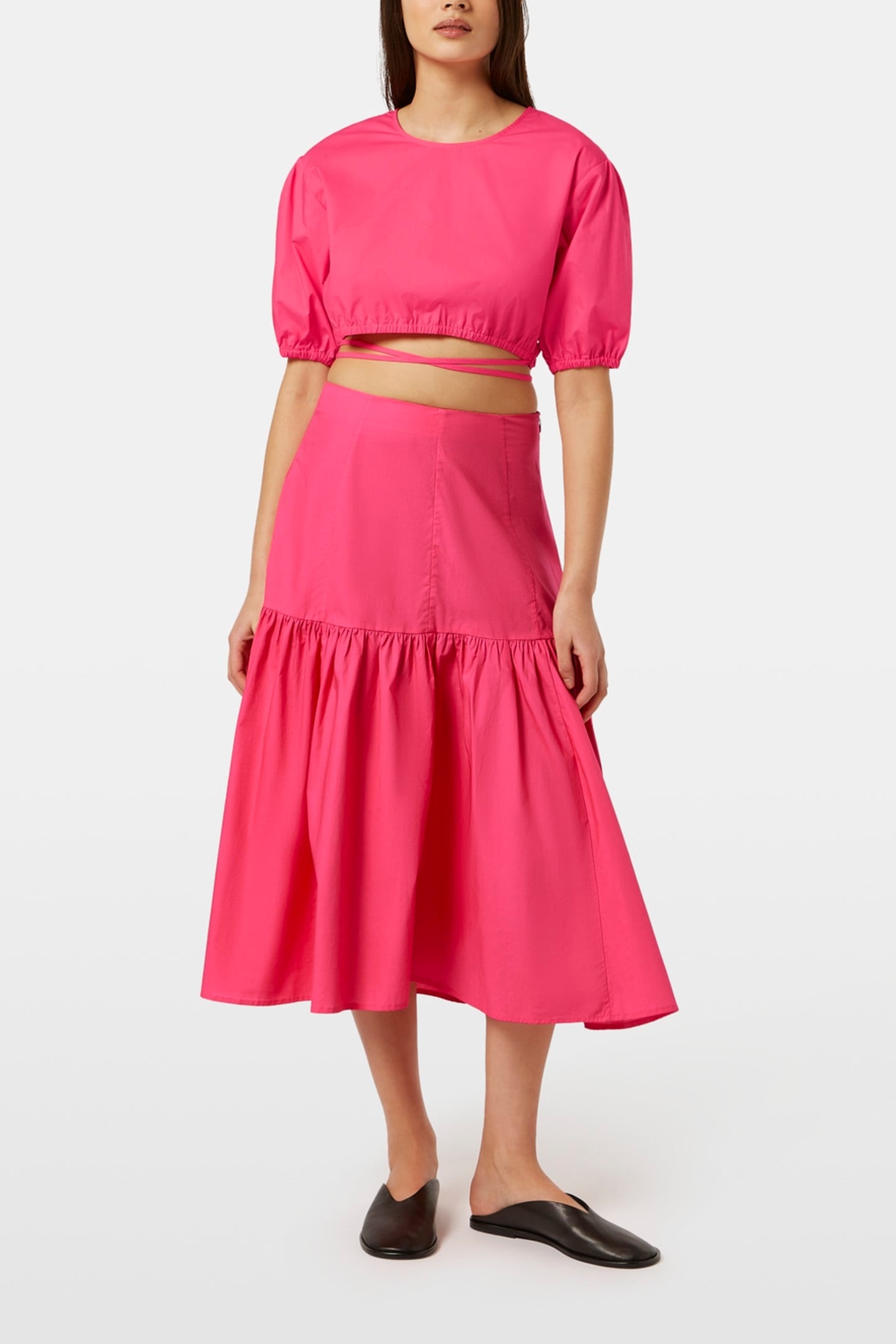 CROPPED POPLIN TOP ELECTRIC PINK 1