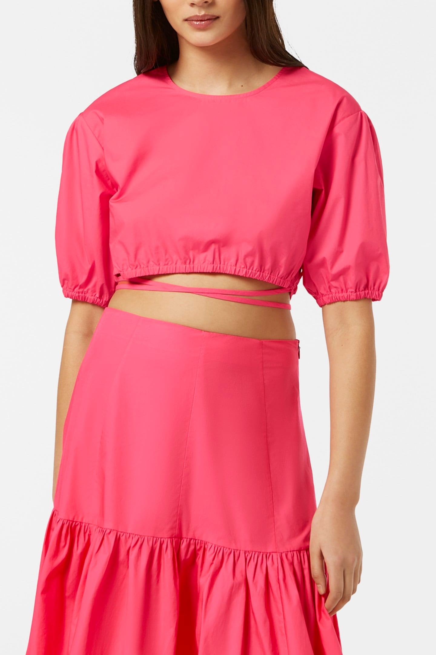 CROPPED POPLIN TOP ELECTRIC PINK 2