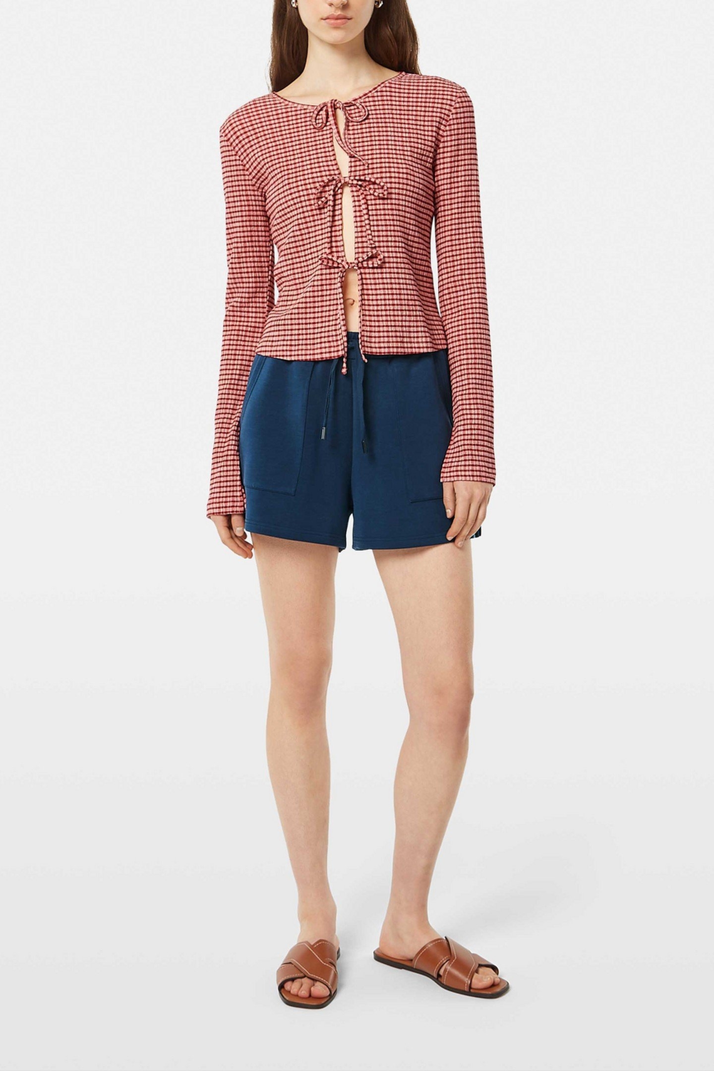 STRUCTURED GINGHAM LS T-SHIRT ROADSIDE RED/ COTTON CANDY 1