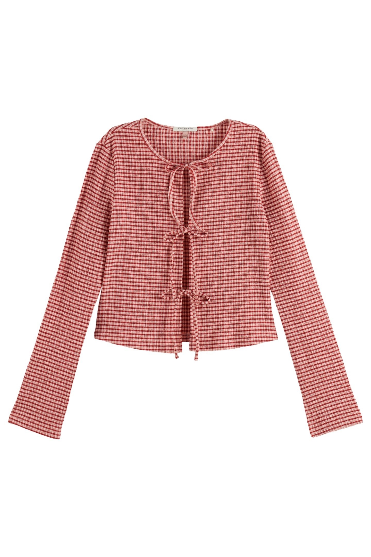 STRUCTURED GINGHAM LS T-SHIRT ROADSIDE RED/ COTTON CANDY 5
