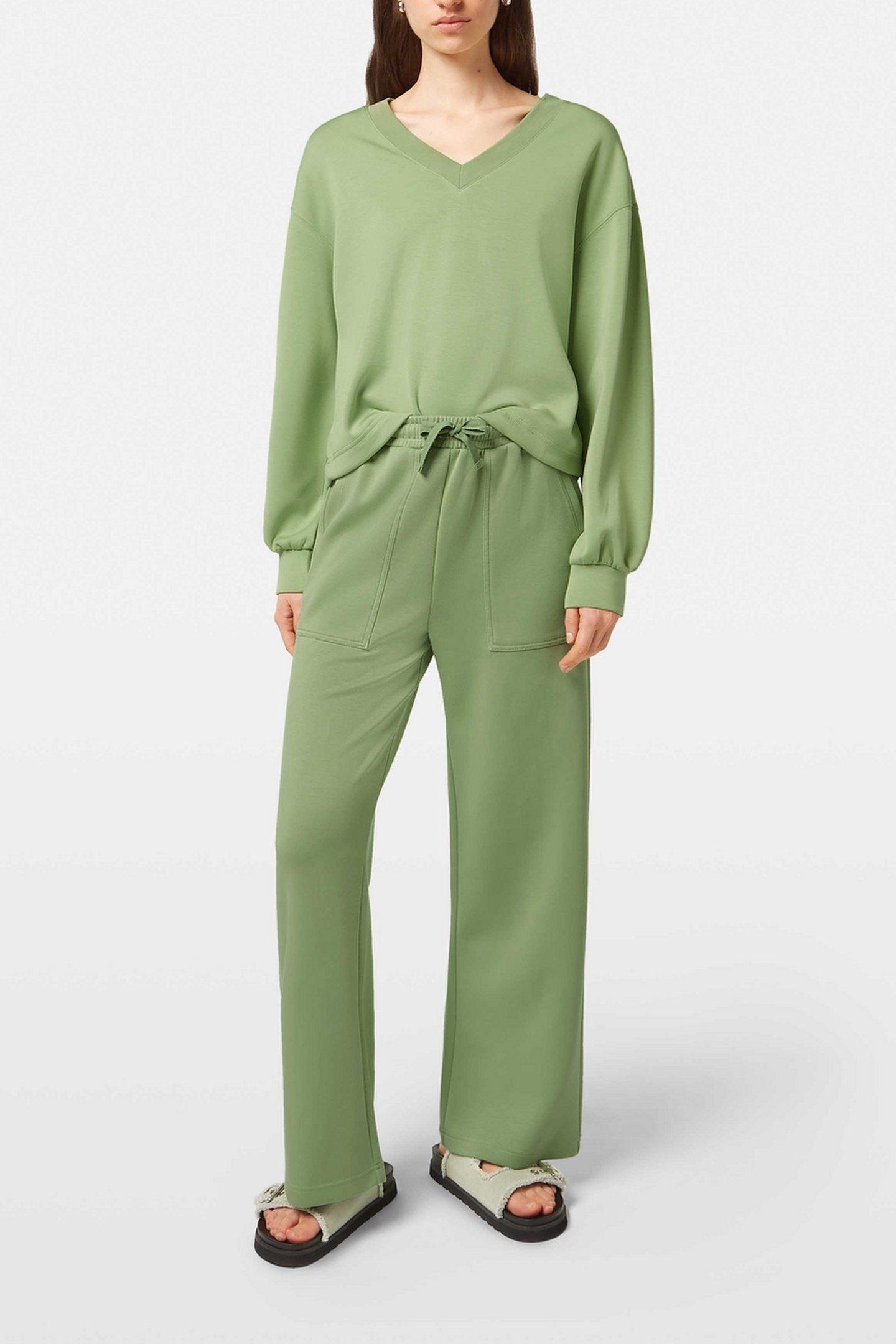 V-NECK MODAL SWEATSHIRT PISTACHIO 1