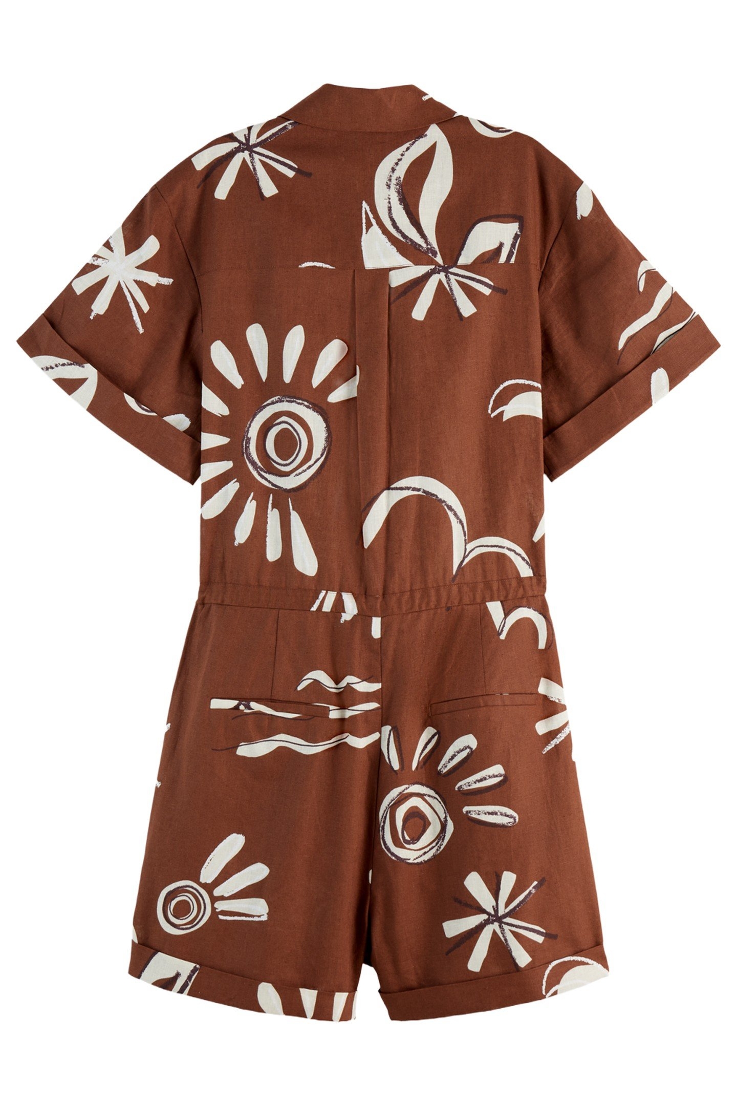 LINEN UTILITY PLAYSUIT INKY SUN BROWN 6