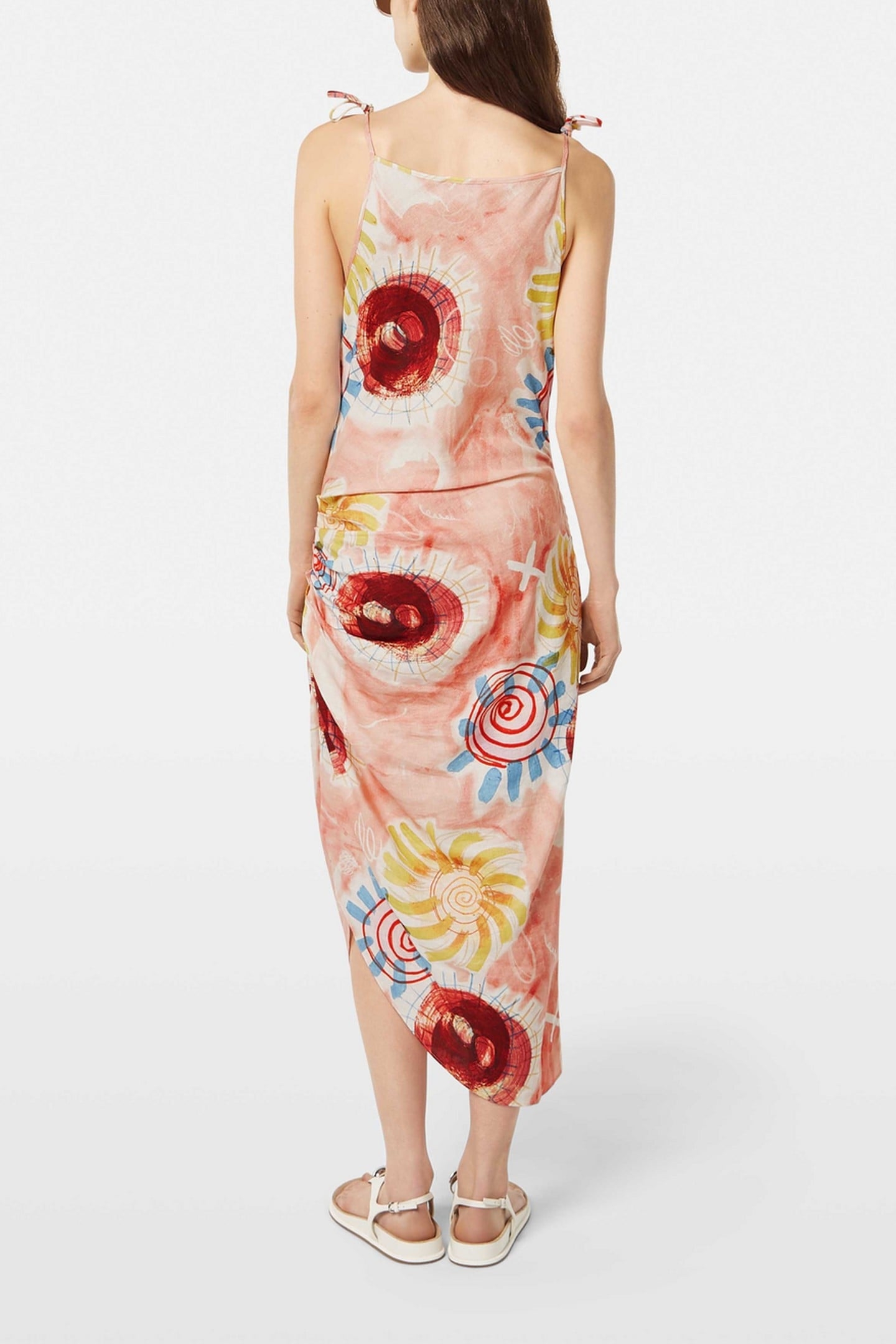 LINEN VISCOSE PRINTED MINI DRESS ABSTRACT SUN PINK 2