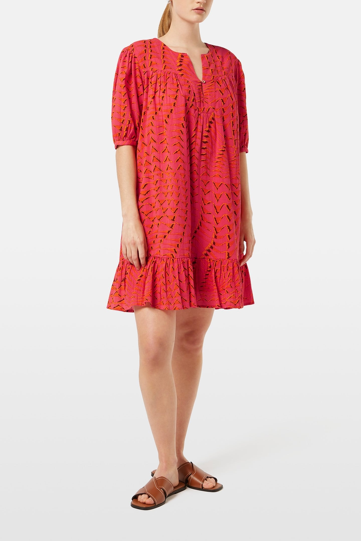 PRINTED CRINKLE MINI DRESS HOUSE OF MIRRORS PINK 2