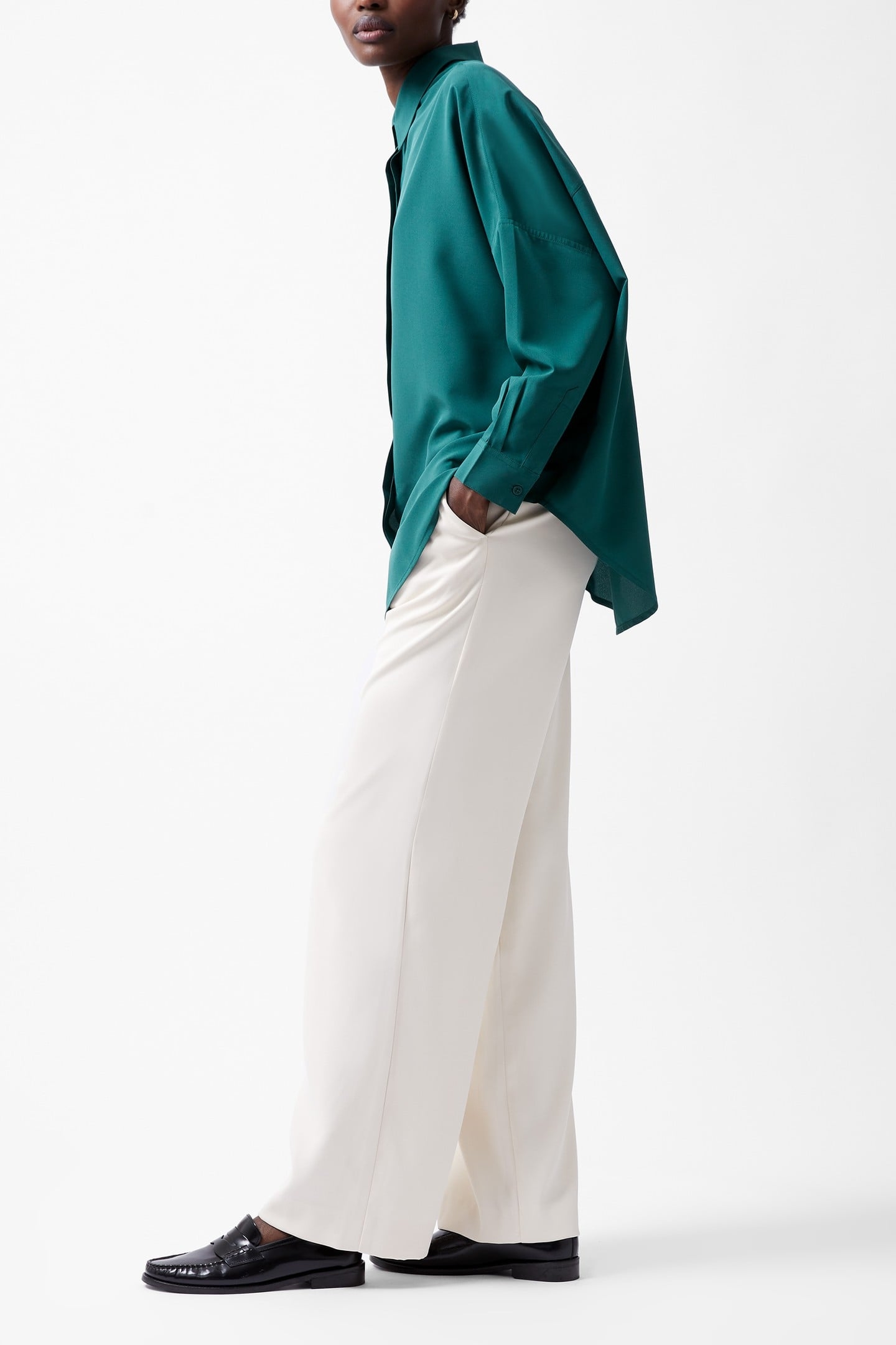 CAPRINA CREPE LS BUTTON SHIRT FOREST 3