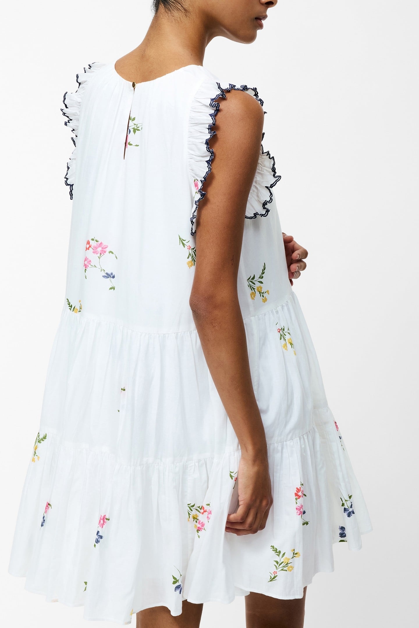 KIRSTY HOLLAND TIERED DRESS WHITE MULTI 2