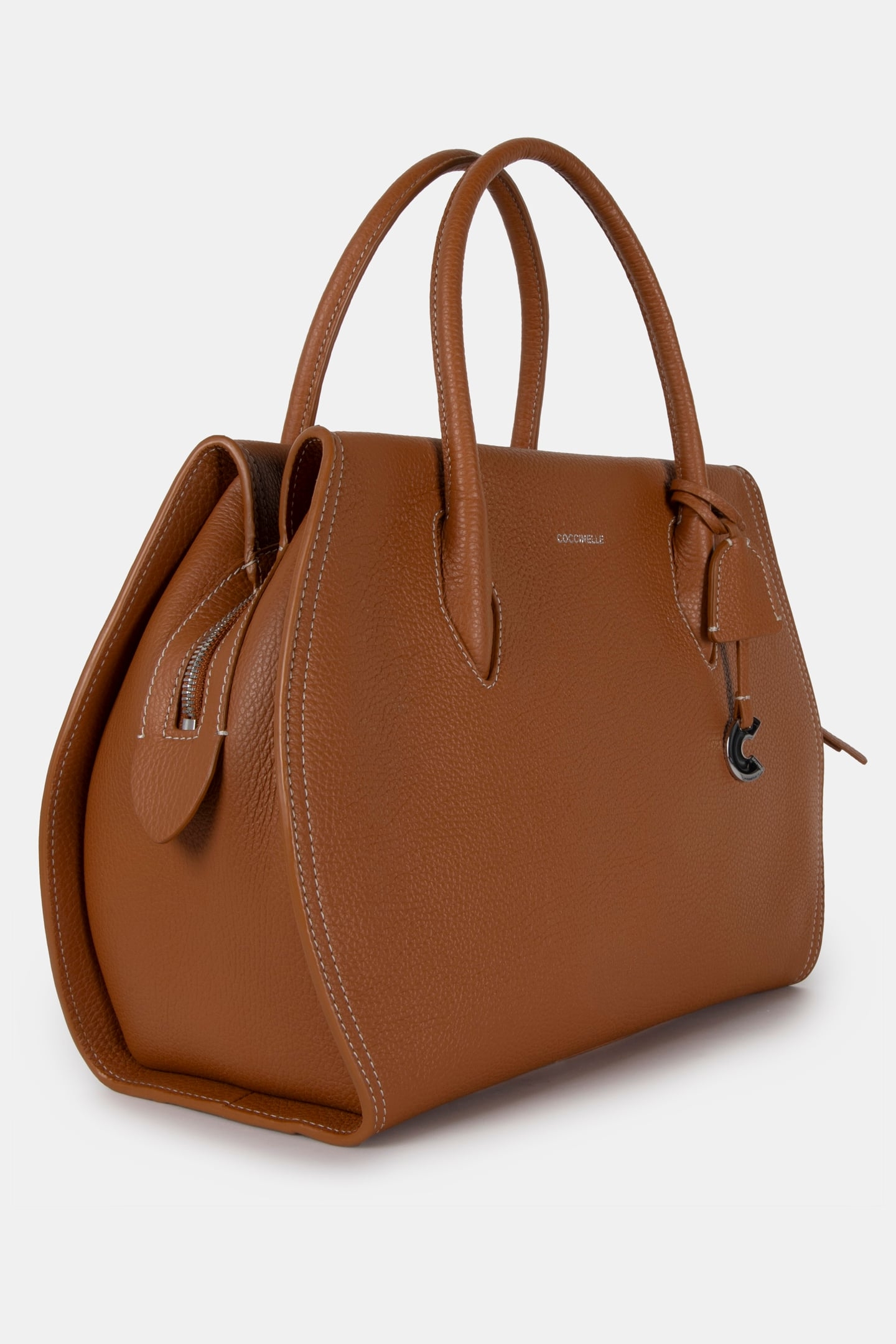 LEATHER MEDIUM SATCHEL BAG IN BROWN 3