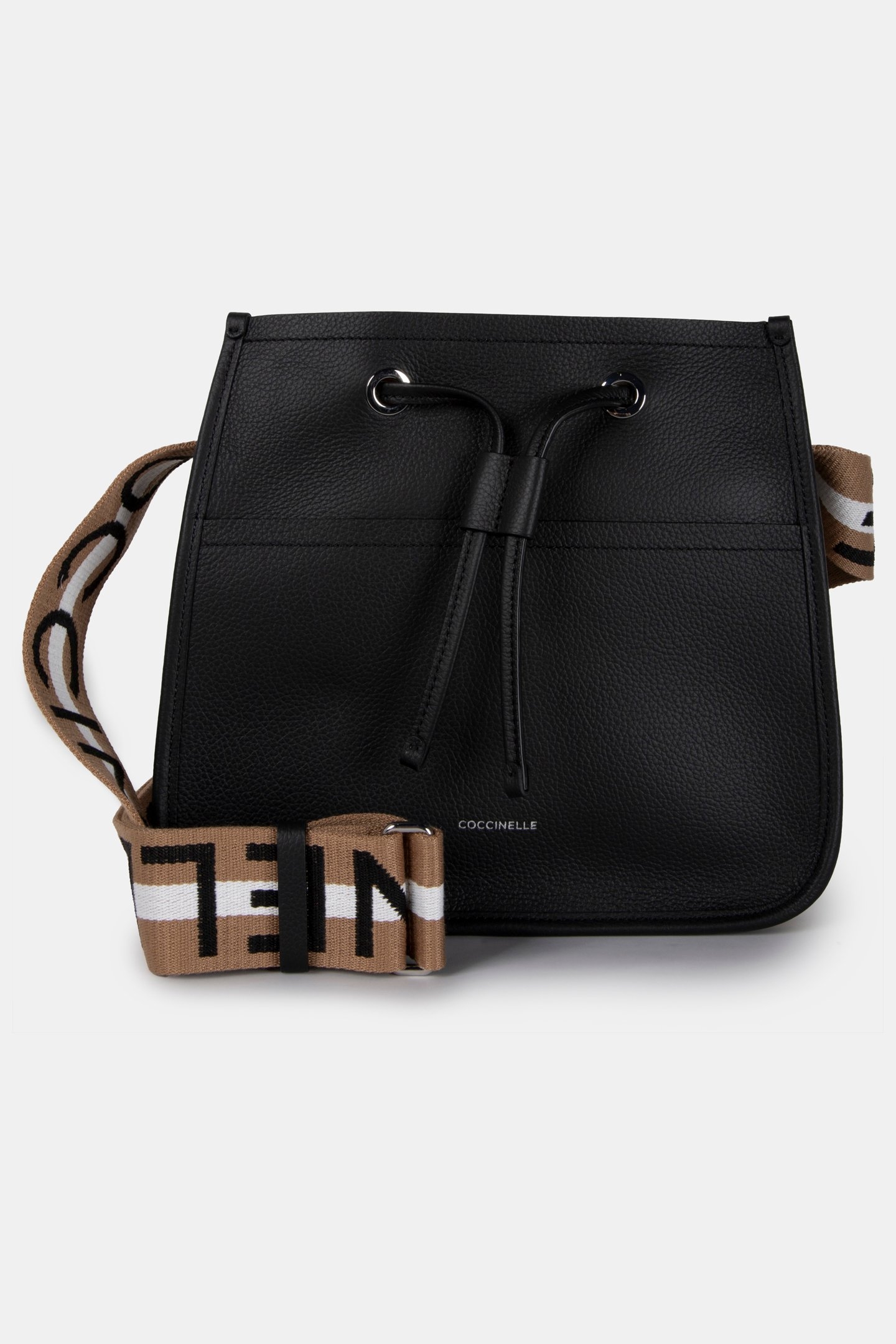 LARGE SHOULDER BAG WITH LOGO STRAP IN BLACK 2