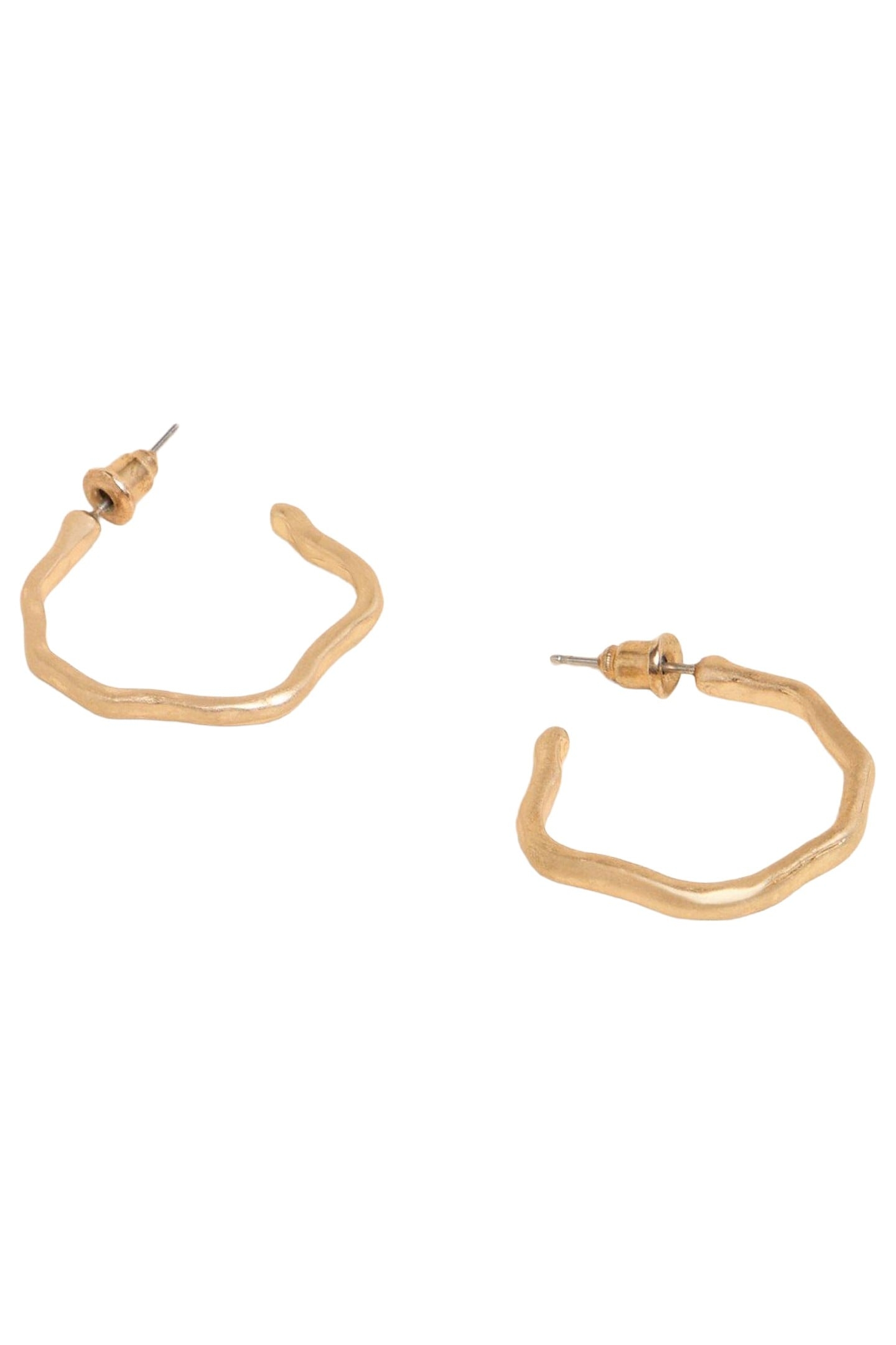 ABSTRACT HOOP EARRINGS GOLD TONE METALLIC 1