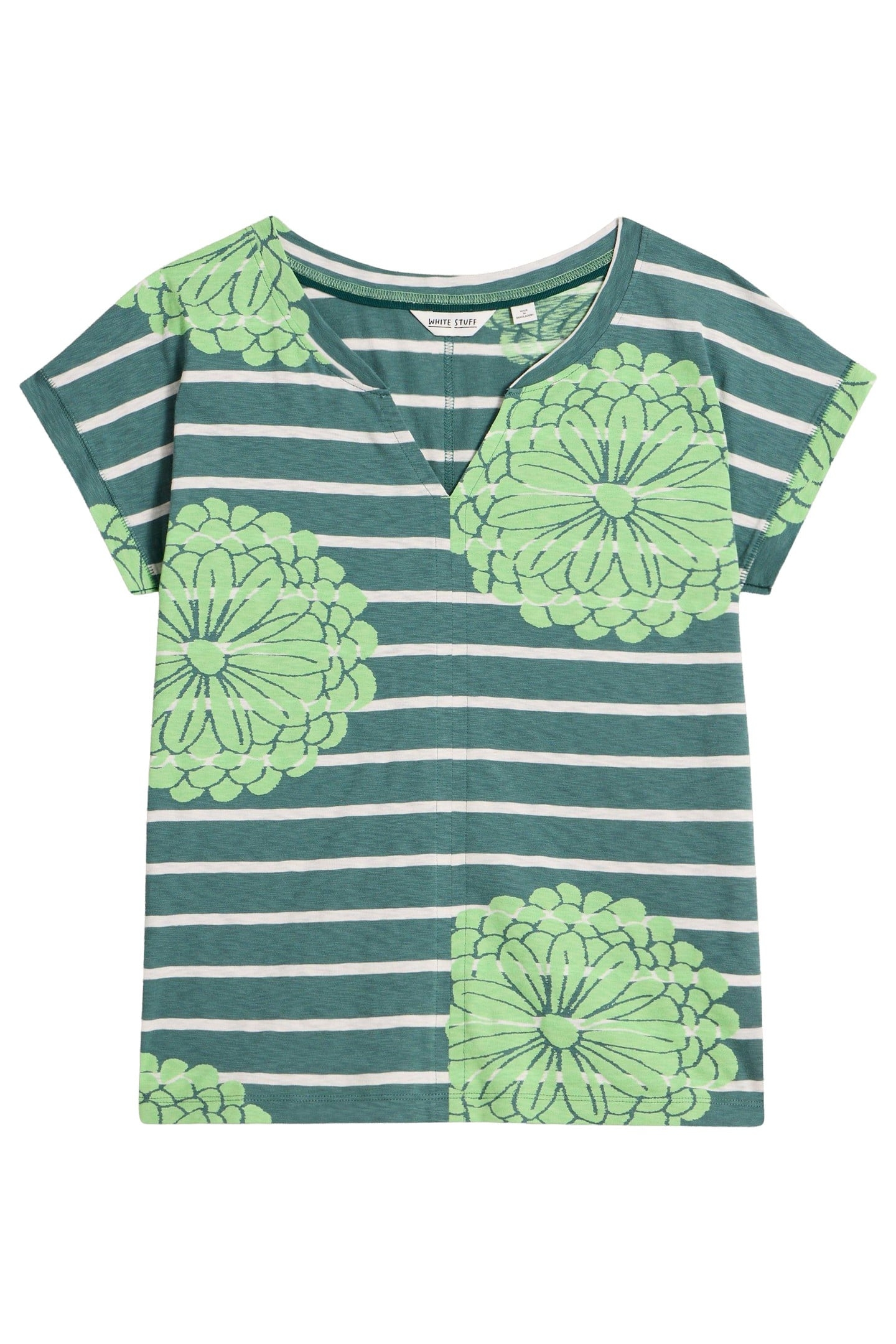 NELLY NOTCH NECK TEE GREEN MULTI 5