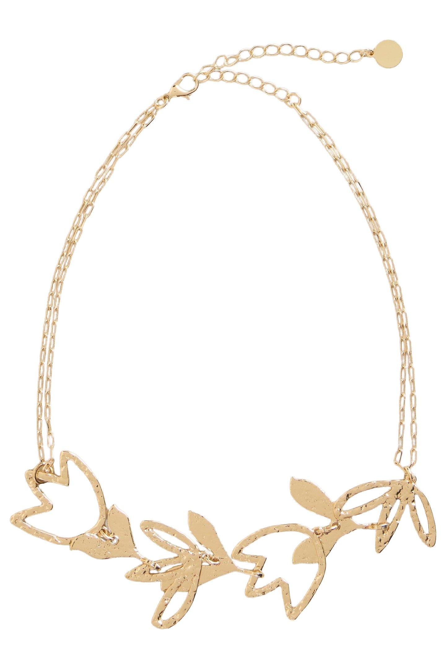 TULIP TEXTURED NECKLACE GOLD TONE METALLIC 1