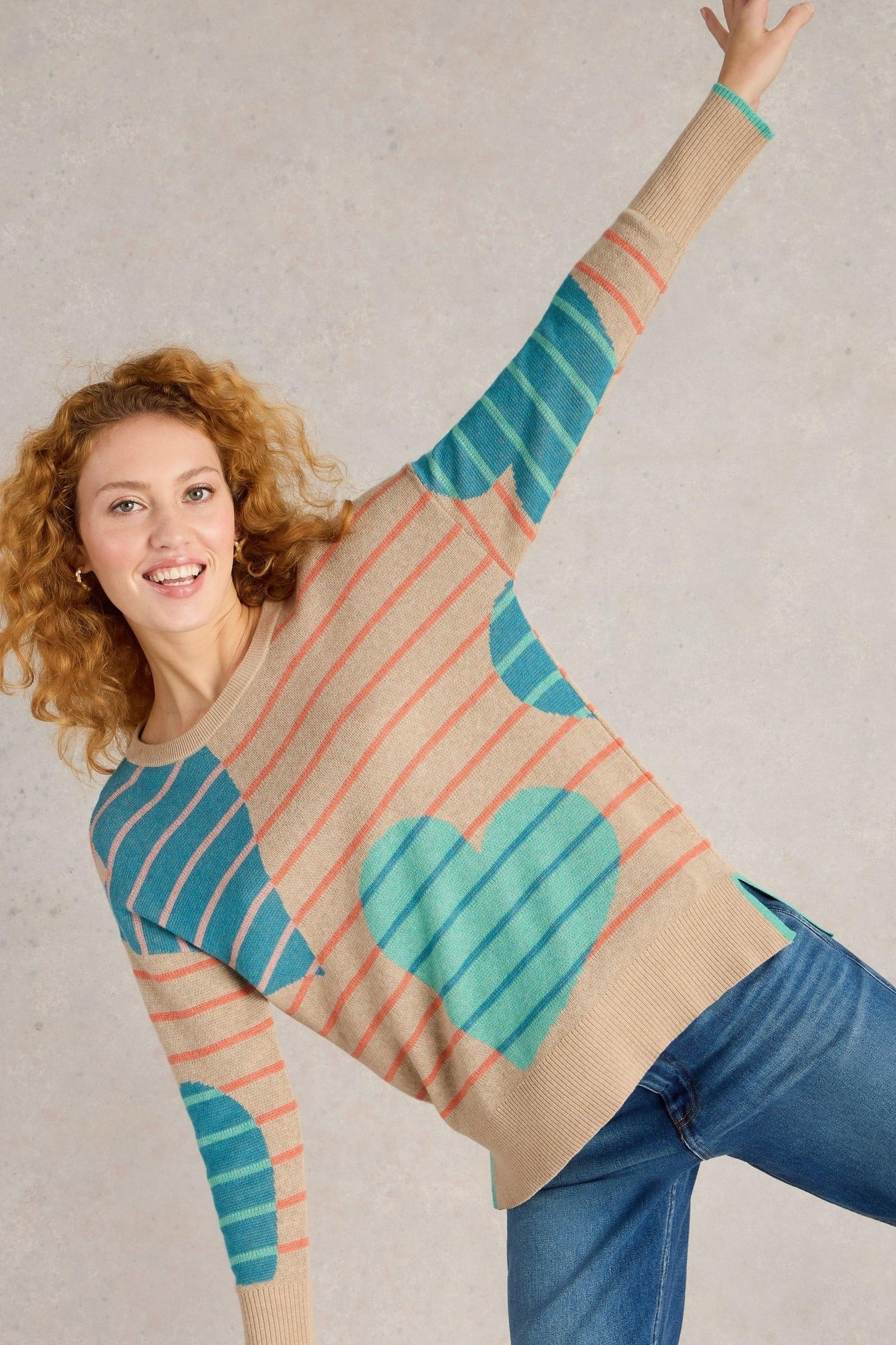 OLIVE HEART JUMPER NATURAL MULTI 1