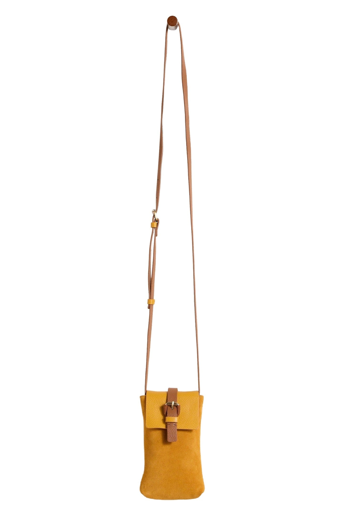 CLARA BUCKLE LEATHER PHONE BAG DEEP YELLOW 2