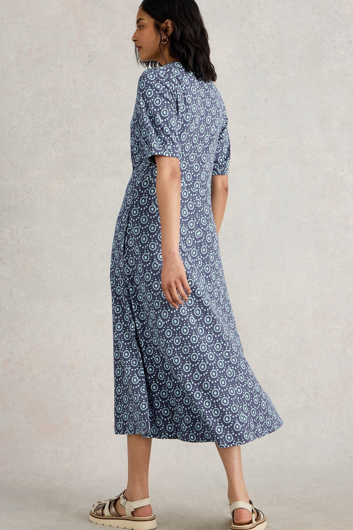 MEGAN JERSEY DRESS NAVY PRINT 4