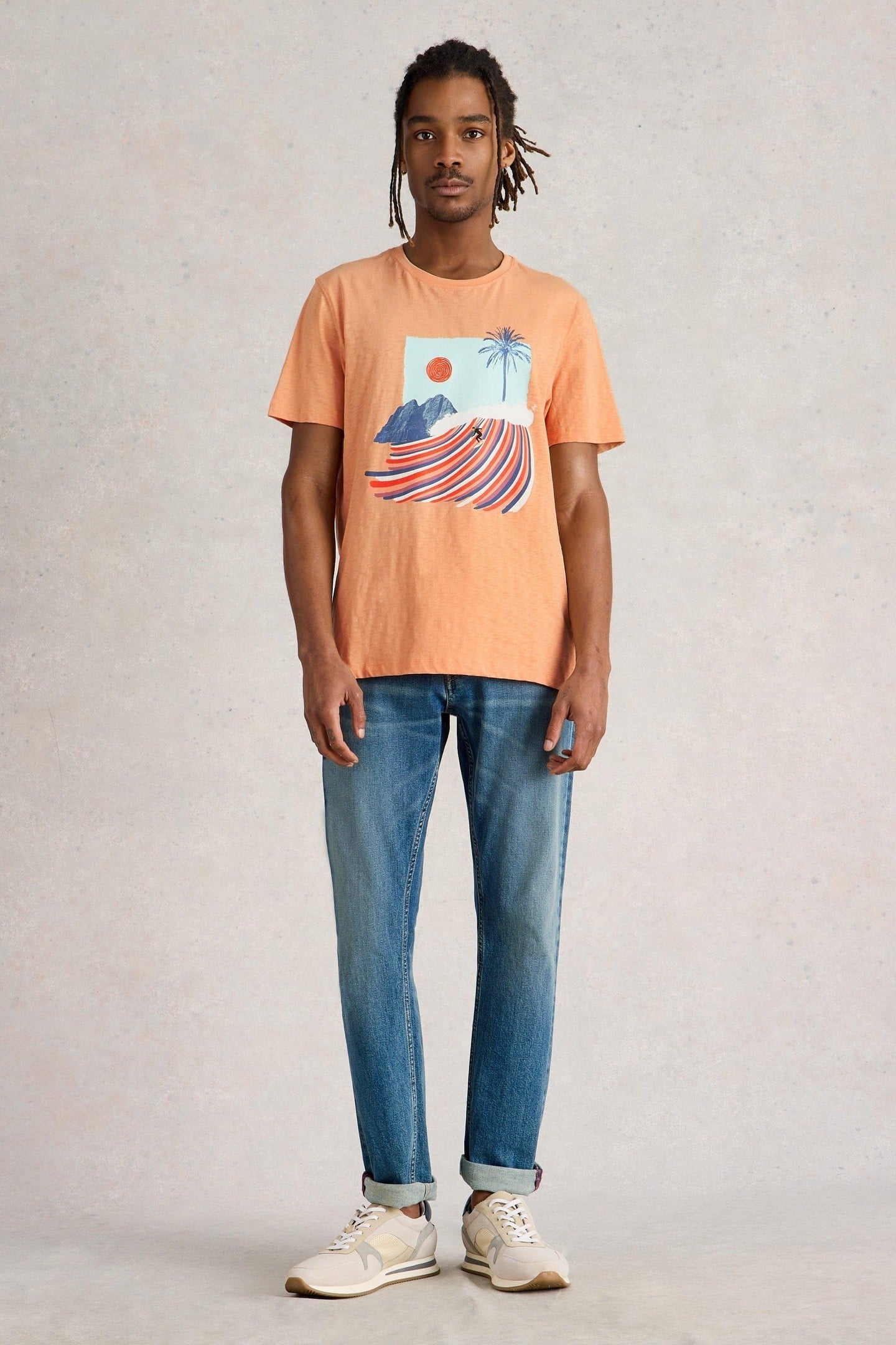 ABERSOCH SURFS UP GRAPHIC TEE PINK PRINT 3