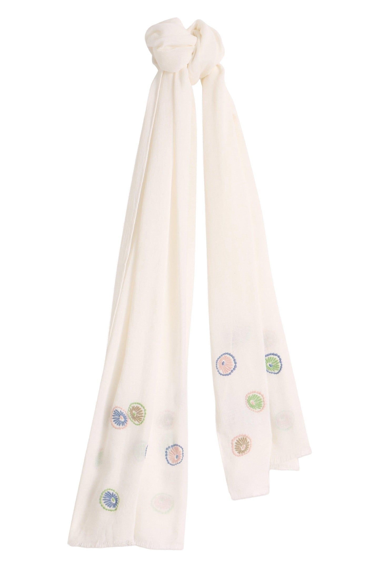 EMBROIDERED SCARF WHITE MULTI 2