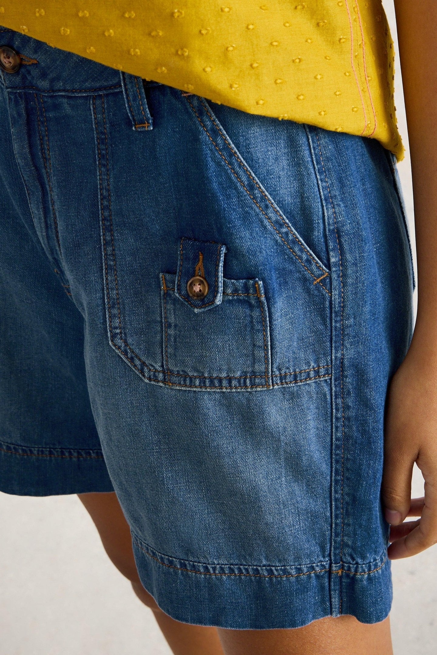 MOLLIE COMBAT DENIM SHORTS DARK DENIM 5