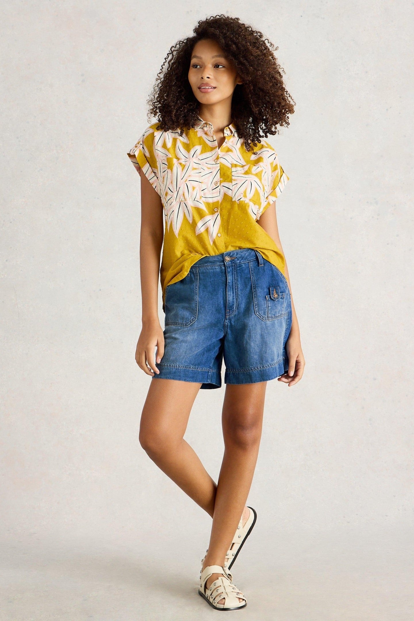 MOLLIE COMBAT DENIM SHORTS DARK DENIM 1