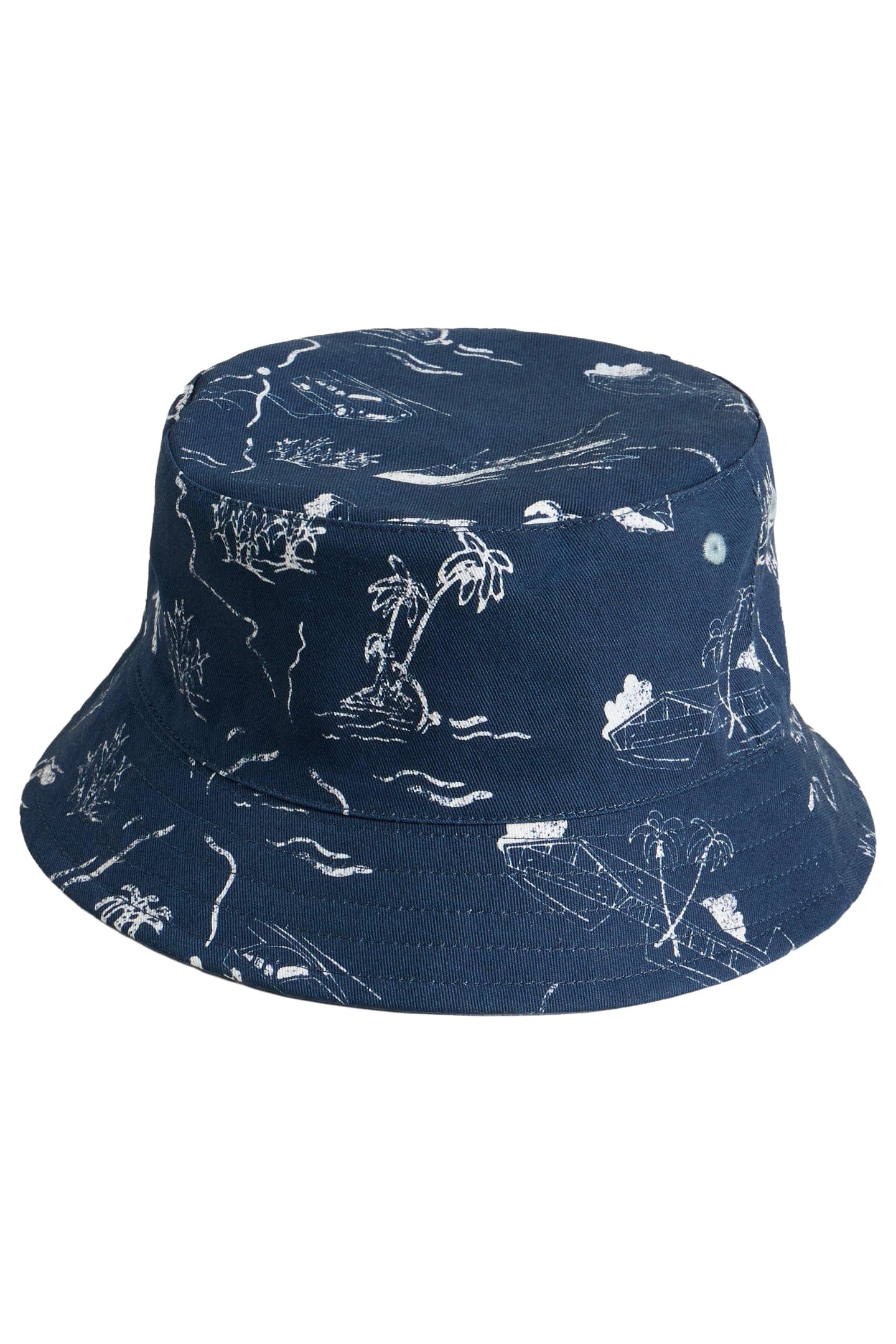 REVERSIBLE BUCKET HAT NAVY PRINT 2