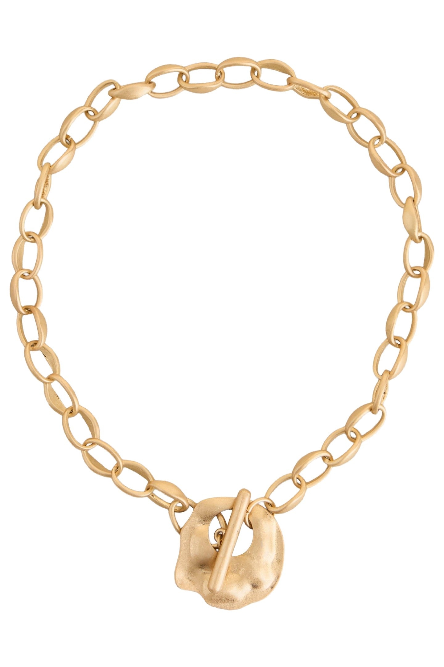 ABSTRACT HAMMERED NECKLACE GOLD TONE METALLIC 2