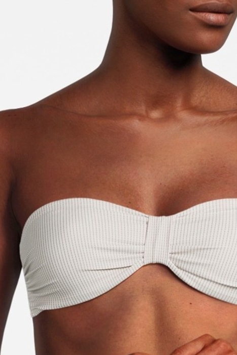 PRINTED BANDEAU TOP BEIGE STRI 4