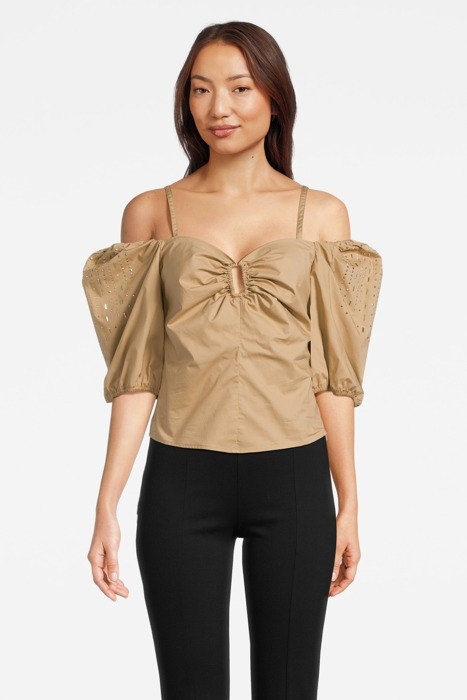 IRVIN BLUSA POPELINE DARK NOUGAT 1