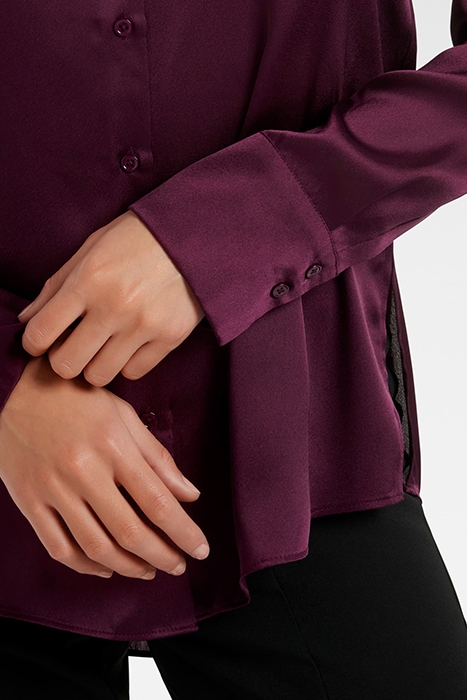 LILA LONGLINE SATIN SHIRT EGGPLANT PURPLE 5