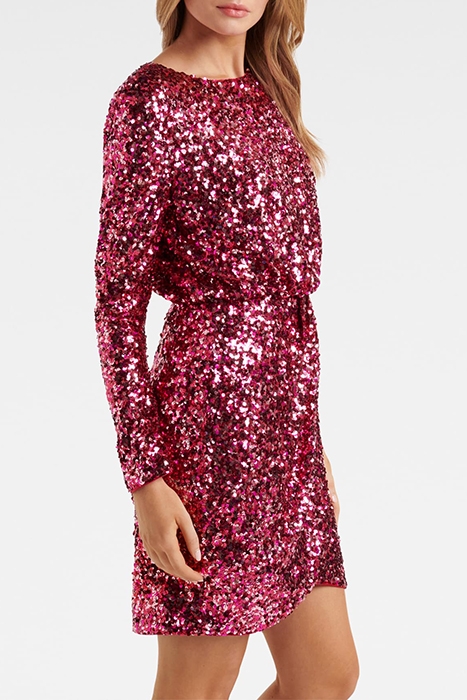 JUNIPER SEQUIN WRAP MINI DRESS HOT PINK 4