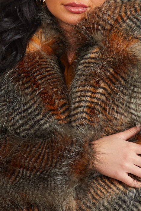 ALEXANDRA COAT MICROSTRIPED FAUX FUR 5