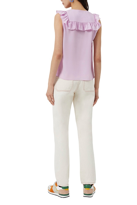 CREPE LIGHT V NECK RUFFLE TOP ORCHID BOUQUET 2