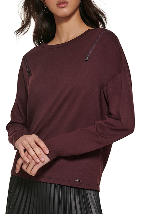 L/S CREW NECK ZIP FR BORDEAUX 6