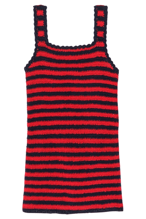 70S CROCHET DRESS RED NAVY MULTI 1