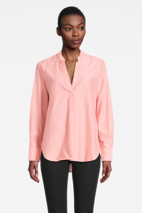 BLOUSE WOVEN LONG SLEEVES ROSETTE/WARM SAND HEATHER 1